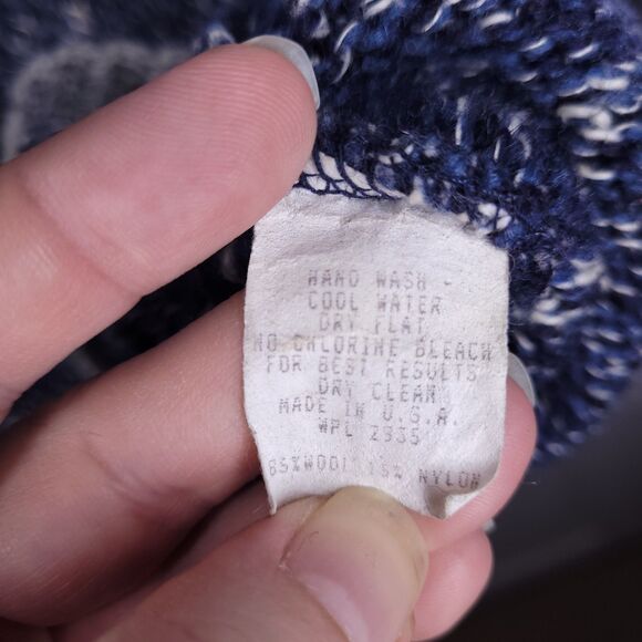 LL Bean Wool Sweater Mens XL Blue, White Crewneck Vintage - Picture 11 of 11